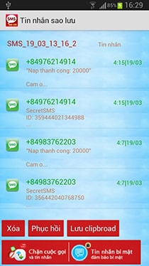 Sao lưu tin nhắn cho android