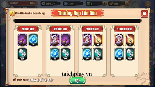 Hướng dẫn các bước nạp thẻ Tân Minh Chủ 04
