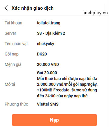 Hướng dẫn nạp thẻ Tuyệt Thế Chiến Hồn qua SMS 03