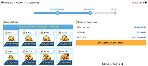 Nạp thẻ Chiến Long Tam Quốc qua ATM iBanking 01