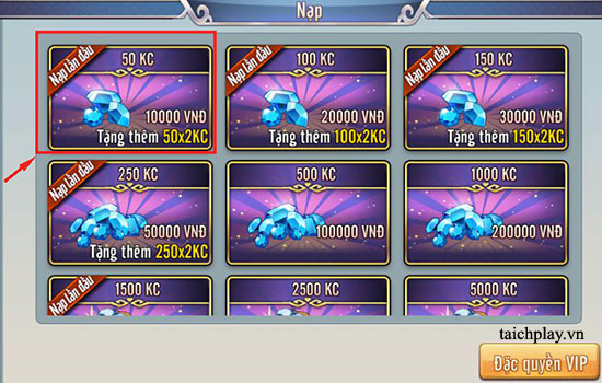 Các bước nạp thẻ Hiệp Nghĩa Giang Hồ ingame qua Store 01