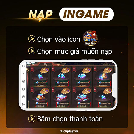 Hướng dẫn các bước nạp thẻ Chiến Thần Kỷ Nguyên 02