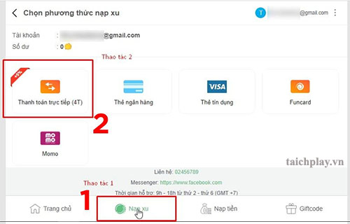 Hướng dẫn các bước nạp thẻ Đảo Kho Báu 01