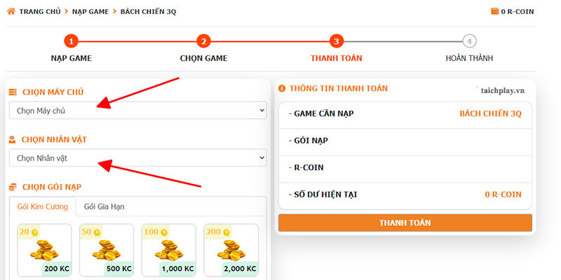 Hướng dẫn các bước nạp thẻ Bách Chiến 3Q 02