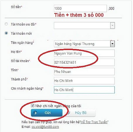 Hướng dẫn cách rút tiền Fun88 02