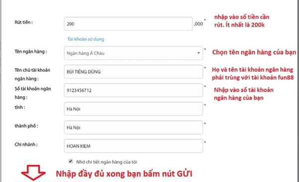 Hướng dẫn cách rút tiền Fun88 04