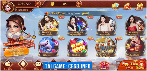 Nhà cái CF68 hỗ trợ những tựa game nào? 02