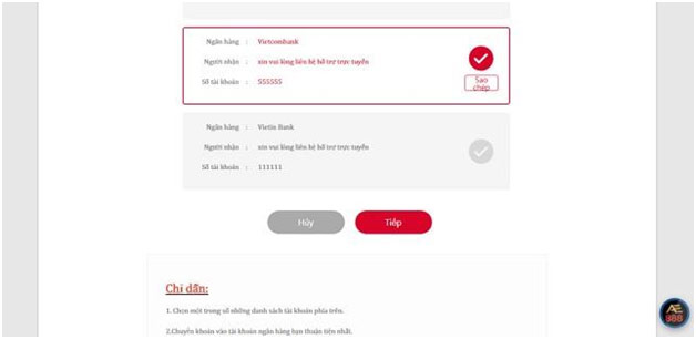 Hướng Dẫn NẠP/RÚT TIỀN TẠI AE888 01