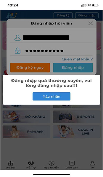 Khắc phục lỗi đăng nhập Kubet 01