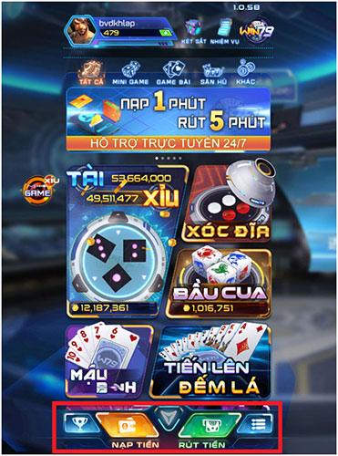 Cách nạp rút tiền tại cổng game Win79 01