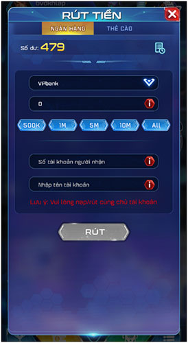 Cách nạp rút tiền tại cổng game Win79 06